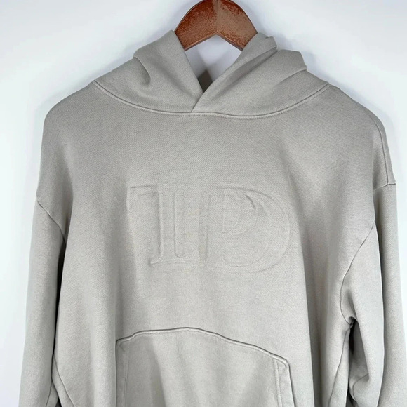 TTPD Taylor Swift Embossed Logo Sweatshirt Hoodie Beige Merch Oversized Medium - Picture 2 of 9